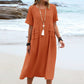 🔥Hot Sale 49% OFF💃Women's Round Neck Cotton Linen Midi Dress
