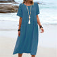 🔥Hot Sale 49% OFF💃Women's Round Neck Cotton Linen Midi Dress