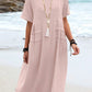 🔥Hot Sale 49% OFF💃Women's Round Neck Cotton Linen Midi Dress