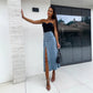 🔥HOT SALE 50% OFF🔥🌸 Stylish Button Closure Split Denim Bodycon Skirt – Effortless Chic & Comfort!