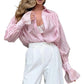 Women's Solid Color Sheer Flared Sleeve Shirt