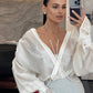 Women's Solid Color Sheer Flared Sleeve Shirt