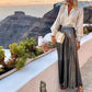 Women's White Shirt ＆ Metallic Skirt Two-Piece Set