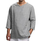 Men's Long-sleeved V-neck Linen Loose Shirt