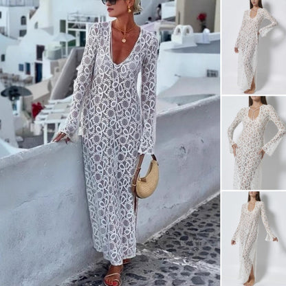 🌸Spring Specials💐 Elegant U-Neck Floral Lace Sheer Midi Dress