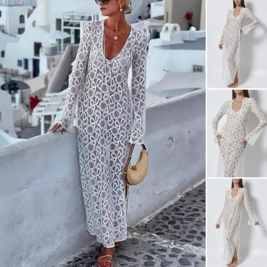 🌸Spring Specials💐 Elegant U-Neck Floral Lace Sheer Midi Dress