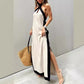 🎁50% OFF!🎁Women's Backless Halter Neck Split Maxi Dress – Effortless Elegance Awaits!