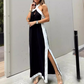 🎁50% OFF!🎁Women's Backless Halter Neck Split Maxi Dress – Effortless Elegance Awaits!