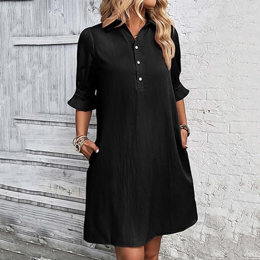 Women's Elegant Shirt Dress with Ruffle Sleeves