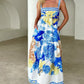 Women's Elegant Floral Print Maxi Dress with Pockets