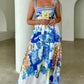 Women's Elegant Floral Print Maxi Dress with Pockets