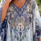 Asymmetric women's dress with V-neck and loose cut