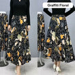 Women's Fashion High Waist Floral Pleated Long Skirt