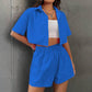 Women's Cropped Button-Down Shirt & Shorts Set