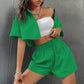 Women's Cropped Button-Down Shirt & Shorts Set