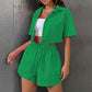Women's Cropped Button-Down Shirt & Shorts Set