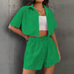 Women's Cropped Button-Down Shirt & Shorts Set