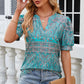 Women's Summer V-Neck Printed Top