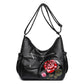 Women's Vintage PU Leather Shoulder Bag with Embossed Rose