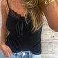 Sexy Square Neck Lace Spaghetti Strap Vest