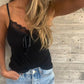 Sexy Square Neck Lace Spaghetti Strap Vest