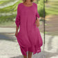 🌼 Sale 50% OFF🌼Women's Elegant Solid Color Round Neck Loose Fit Dress