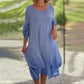 🌼 Sale 50% OFF🌼Women's Elegant Solid Color Round Neck Loose Fit Dress