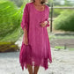 🌼 Sale 50% OFF🌼Women's Elegant Solid Color Round Neck Loose Fit Dress