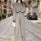 🎉2025 New Products Hot Sale✨Women's Lapel Cropped Top & High Waist Pants Set