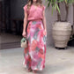 Women’s Elegant Casual Lapel V-neck Top and Skirt 2-piece Set