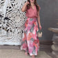 Women’s Elegant Casual Lapel V-neck Top and Skirt 2-piece Set