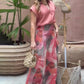 Women’s Elegant Casual Lapel V-neck Top and Skirt 2-piece Set