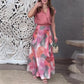 Women’s Elegant Casual Lapel V-neck Top and Skirt 2-piece Set