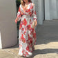 Deep V-Neck Maxi Dress with Belt