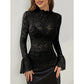 Sexy Slim Lace Flared Sleeve Top For Women