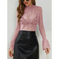 Sexy Slim Lace Flared Sleeve Top For Women