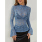 Sexy Slim Lace Flared Sleeve Top For Women