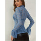 Sexy Slim Lace Flared Sleeve Top For Women