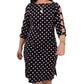 Women's Polka Dot Cutout Sleeve Knee-Length Dress
