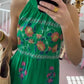 Sleeveless Halter Printed Maxi Dress