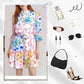 🎁 Hot Sale 49% OFF 🔥Tie Waist Button Down Mini Dress with Floral Print