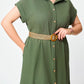 🍃Women's Solid Color Casual Button-Down Dress