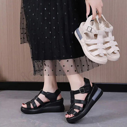 Casual Retro Cutout Open Toe Buckle Sandals