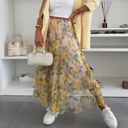 💜PROMOTION - 50%OFF💜Trendy Print Elastic Waistband Flowy Maxi Skirt