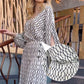 Printed Trendy 2-Piece Set - Long Sleeve Top and High Waist Wide Leg Pants