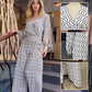 Printed Trendy 2-Piece Set - Long Sleeve Top and High Waist Wide Leg Pants