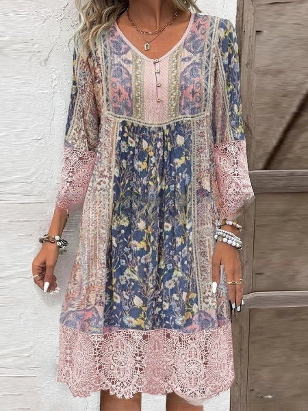 🔥HOT Sale🔥🔥💃Printed vintage lace dress