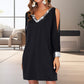 Glamorous Glitter Trimmed V-Neck Cold Shoulder Dress