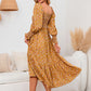 Women's Elegant Flared Sleeve Floral Dress