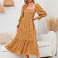 Women's Elegant Flared Sleeve Floral Dress